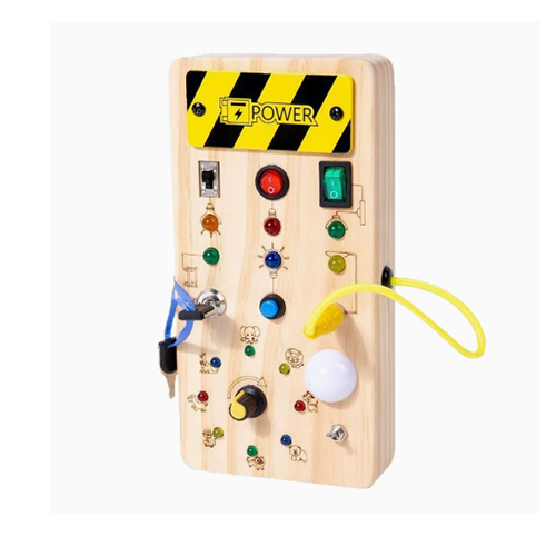 Wooden children's busy board